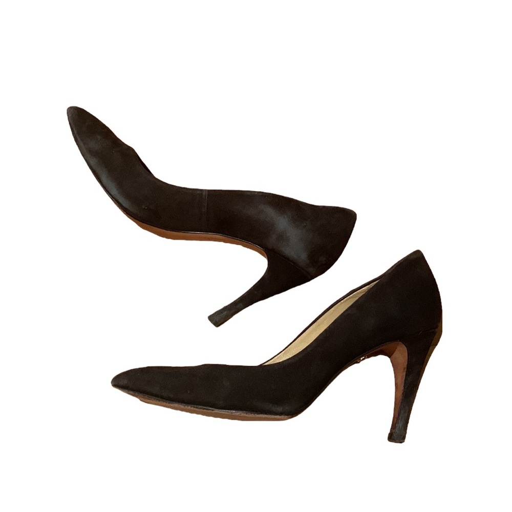Diane von Furstenberg black suede pointed toe heels